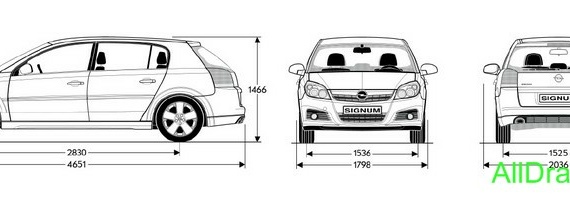 Opel Signum (2006) (Опель Сигнум (2006)) - чертежи (рисунки) автомобиля